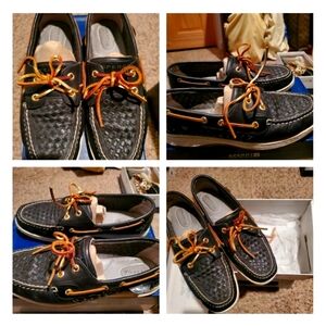 SPERRY TOPSIDER BLUEFISH BLACK WOVEN Size 9